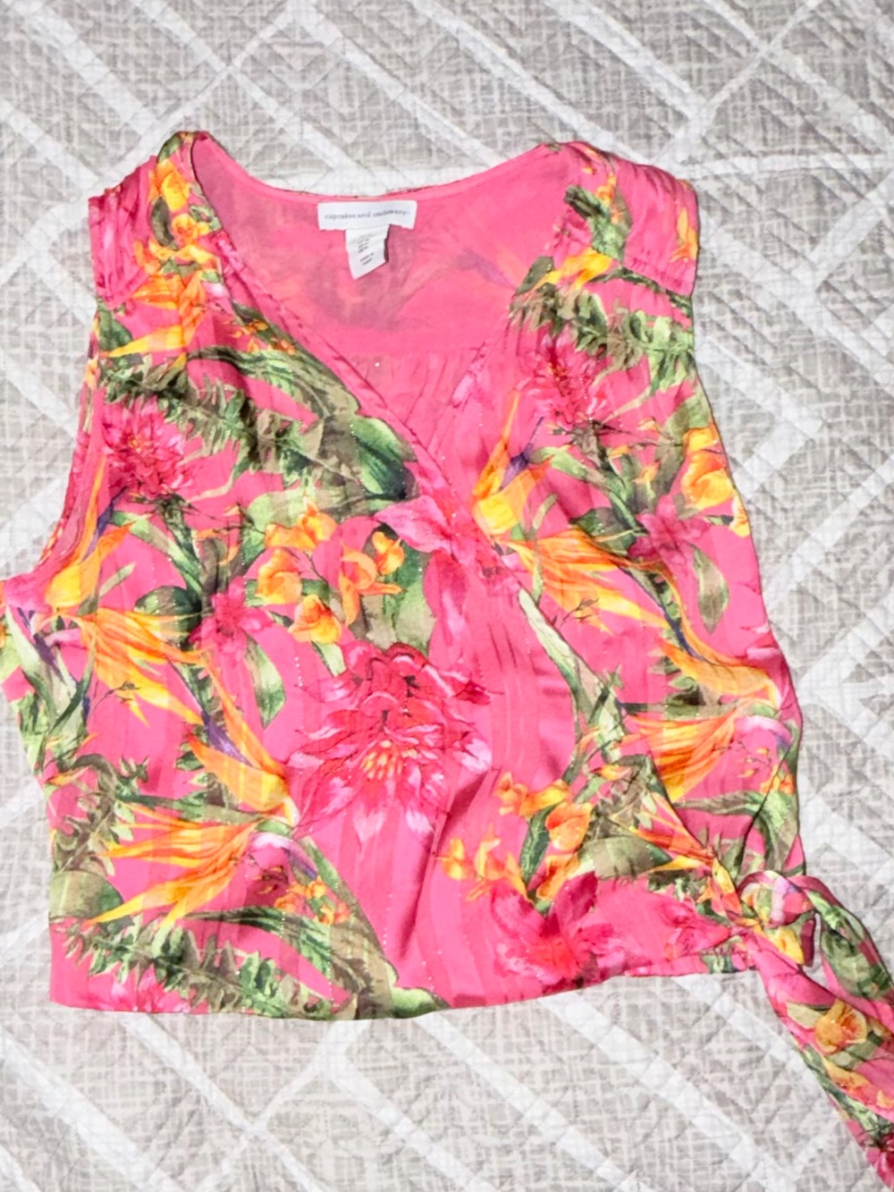 cupcakes & cashmere Hot Pink Floral-Accent Top